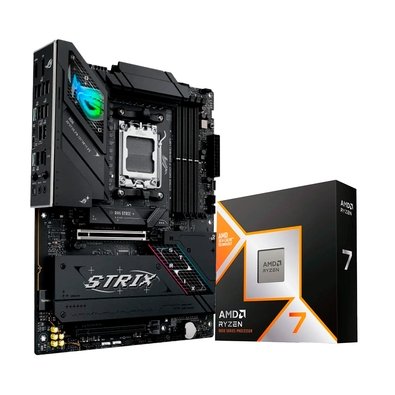 Kit Placa Mãe ASUS ROG STRIX B850-F GAMING WIFI AM5 + Processador AMD Ryzen 7 9800X3D