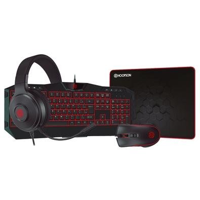 Kit Gamer 4 em 1 Hoopson LED Vermelho - Teclado + Mouse + Headset + Mousepad - TPC-067VR