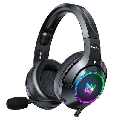 Headset Gamer Onikuma, RGB, Drivers 50mm, USB, P2, Xbox One, PS4, PC, Mobile, Preto - K-9