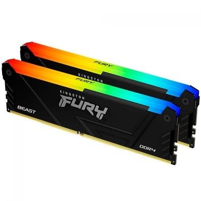 Memória Kingston Fury Beast, RGB, 16GB (2x8GB), 3200MHz, DDR4, CL16, Preto - KF432C16BB2AK2/16