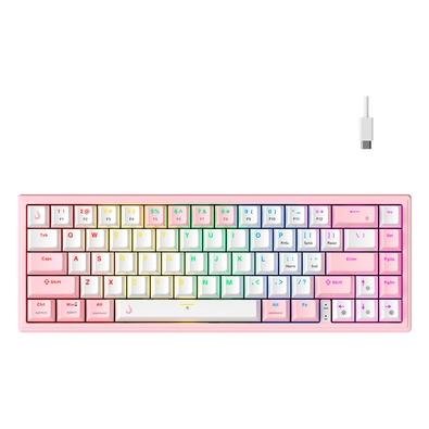 Teclado Mecânico Gamer Alumínio Rise Mode GM1 Pro White and Pink RGB Switch Outemu Brown - RM-TCM-GM1P-WPBRO