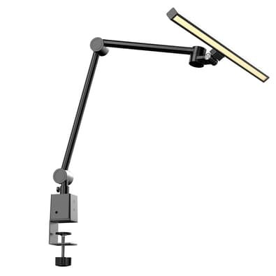 Luminaria De Mesa Pcyes Articulada 48cm, Anti-reflexo, Fixação tipo Morsa, Preto - SB48CLP