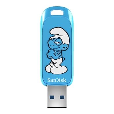 Pen Drive SanDisk Smurfs USB Flash Drive, 64GB, USB 3.2 Gen 1, Azul - SDCZIS-064G-G46