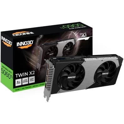 Placa de Video Inno3D RTX 5060 Ti Twin X2 Geforce Nvidia, 8Gbb 128bits, DLSS 4 - N506T2-08D7-193075N