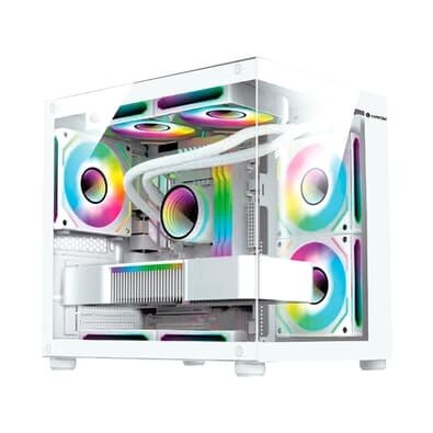 Gabinete Gamer HAYOM GB1797, Mid Tower, Lateral em Vidro, Branco - GB.17.10.97