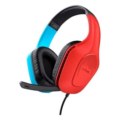 Headset Gamer Trust Gaming GXT 416S Zirox, leve adequado para Switch, Azul e Vermelho - 25423