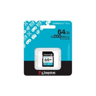 Cartão de memória Kingston, SDXC Canvas Go Plus, 64GB, Gen4, 200MB/s - SDG4/64GB