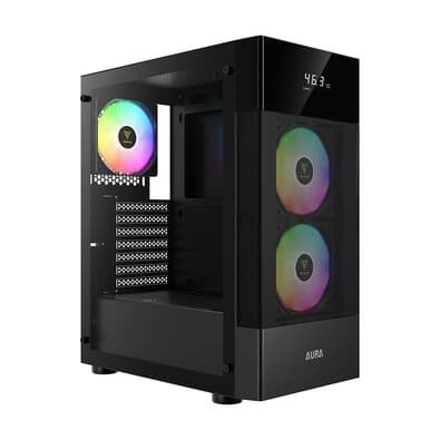 Gabinete Gamer Gamdias AURA GC5, Mid Tower, ARGB, ATX, Lateral em Vidro Temperado, Preto - AURA GC5 ARGB