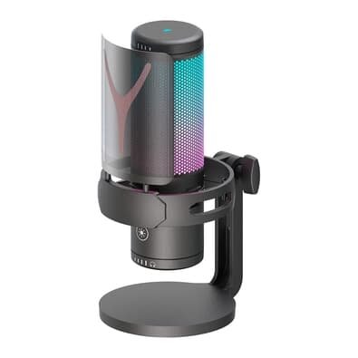 Microfone Gamer Redragon Fenris, RGB, Condensador com shock mount, Preto - GM301