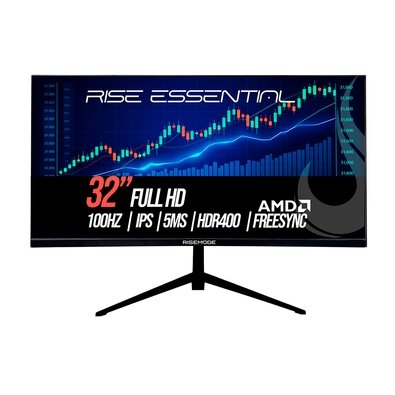 Monitor Gamer Rise Mode Essential 32", FHD, 100Hz, 5ms, IPS, FreeSync, HDR 400, HDMI e VGA, sRGB 99%, Preto - RM-MOG-32F100FH-B