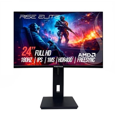 Monitor Gamer Rise Mode Prime 24", FHD, 180Hz, 1ms, IPS, FreeSync, HDR 400, HDMI e DP, Altura Ajustável, Preto - RM-MOGL-24F180FH-B