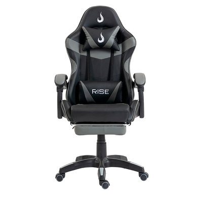 Cadeira Gamer Rise Mode X06, Ângulo Ajustável, Até 120Kg, Apoio Para os Pés Retrátil, Preto e Cinza - RM-CG-X06-BG
