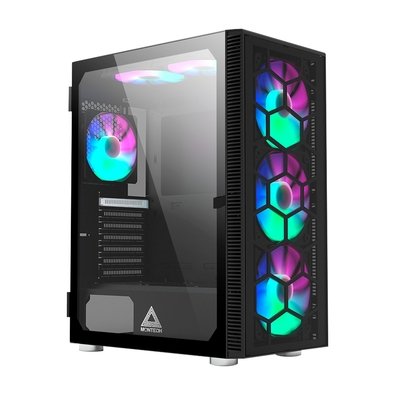 Gabinete Gamer Montech X3 Glass, Mid-Tower, Painel Frontal em Vidro, Com 6X Fans, Preto - X3GLASSBK