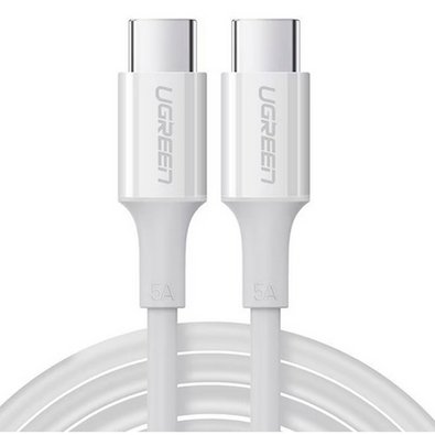 Cabo Tipo C para Tipo C Ugreen, Trançado, PD Fast Charging, 3A, 2m, Branco - UG-35219