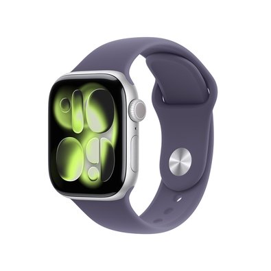 Apple Watch Series 11 GPS + Cellular, Caixa Prateada de Alumínio de 42 mm, Pulseira Esportiva Roxo-névoa, Tamanho P/M - MF8H4AM/A
