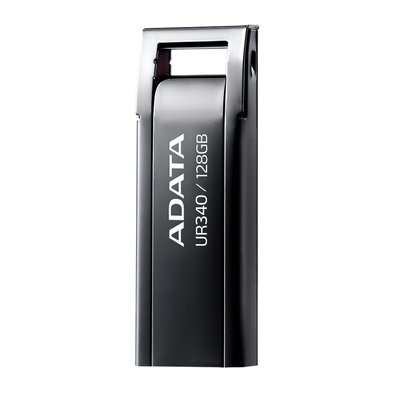 Pen Drive 128GB ADATA UR340, USB 3.2, Metálico, Preto - AROY-UR340-128GBK