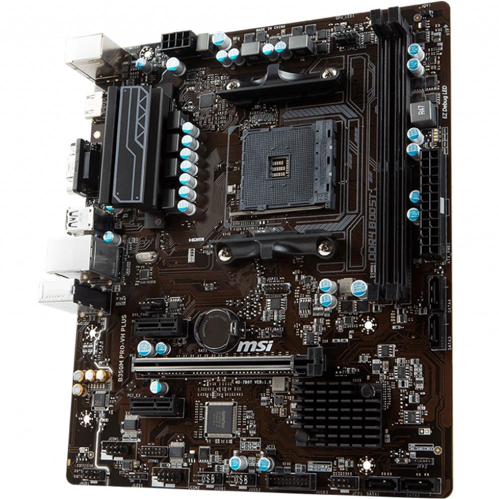 Placa-Mãe MSI B350M Pro-VH Plus, AMD AM4, mATX, DDR4 Placa-Mãe MSI B350M Pro-VH Plus, AMD AM4, mATX, DDR4