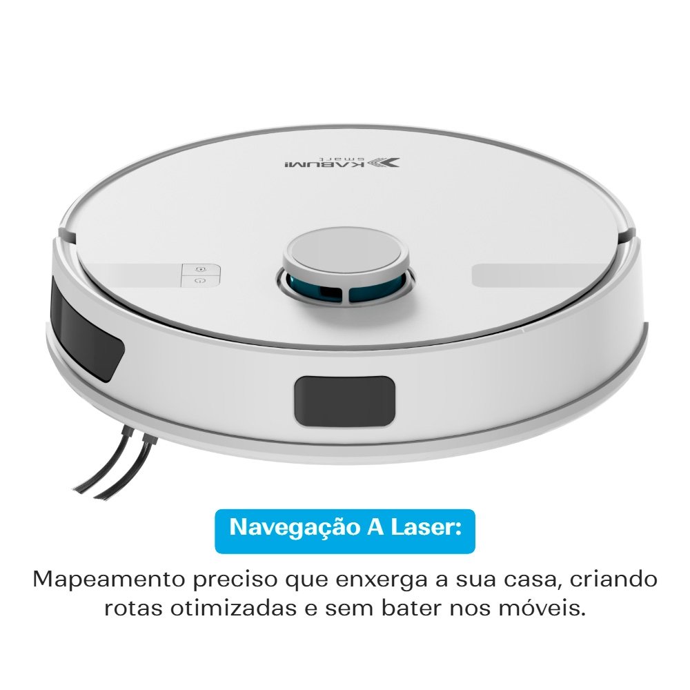 Robô Aspirador e Passa Pano KABUM! smart K800 Pro, Mapeia a Laser, Autolimpante, Recarga automática, 13000Pa, APP, 127v, Branco - KSAR81010BR Robô Aspirador e Passa Pano KABUM! smart K800 Pro, Mapeia a Laser, Autolimpante, Recarga automática, 13000Pa, APP, 127v, Branco - KSAR81010BR