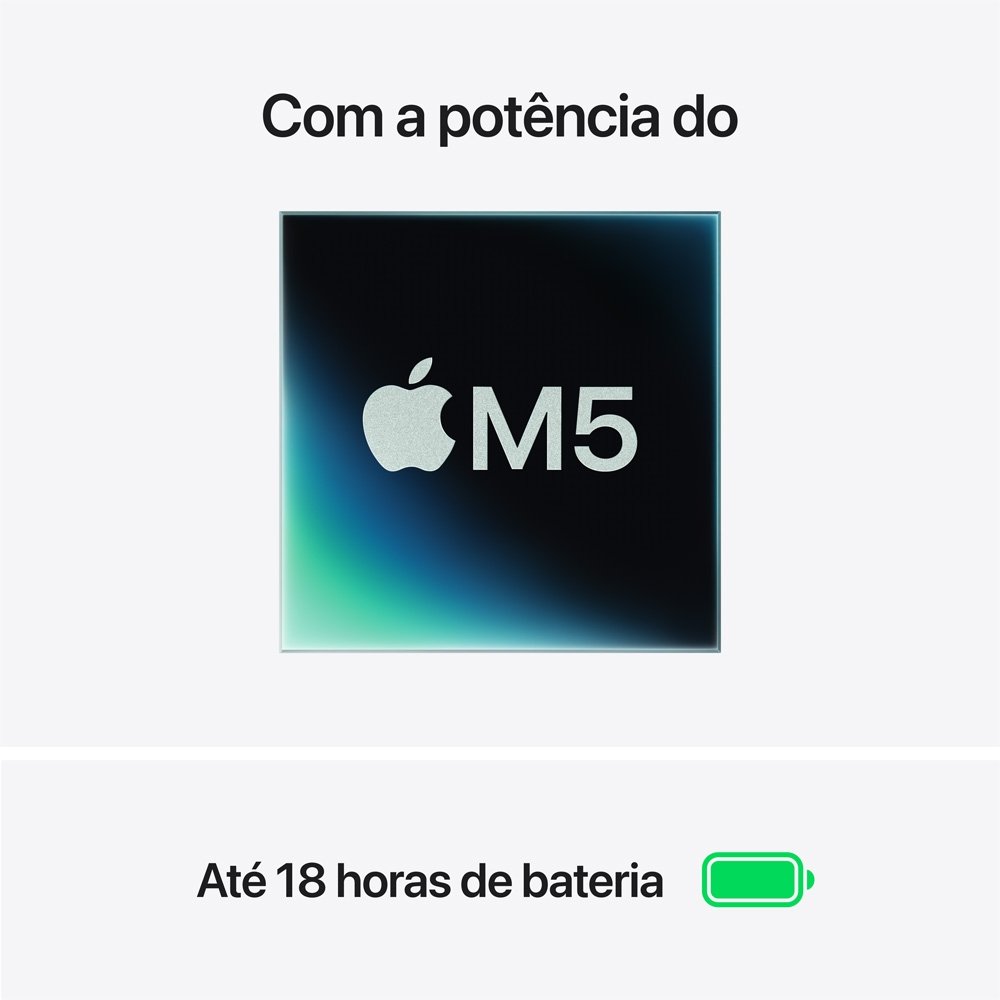 MacBook Air Apple 15" Chip M5, CPU de 10 Núcleos, GPU de 10 Núcleos, Neural Engine de 24 Núcleos, 1TB, Prateado - MDVC4BZ/A MacBook Air Apple 15" Chip M5, CPU de 10 Núcleos, GPU de 10 Núcleos, Neural Engine de 24 Núcleos, 1TB, Prateado - MDVC4BZ/A