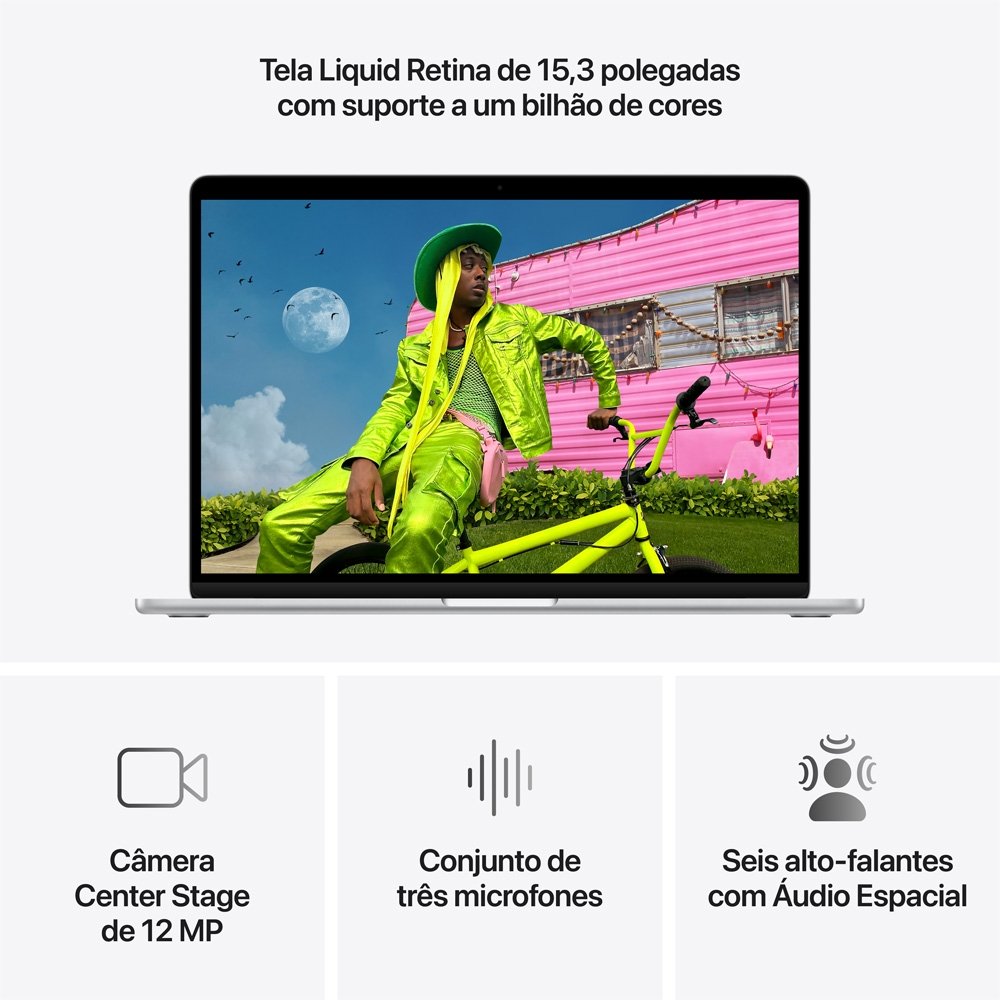 MacBook Air Apple 15" Chip M5, CPU de 10 Núcleos, GPU de 10 Núcleos, Neural Engine de 24 Núcleos, 1TB, Prateado - MDVC4BZ/A MacBook Air Apple 15" Chip M5, CPU de 10 Núcleos, GPU de 10 Núcleos, Neural Engine de 24 Núcleos, 1TB, Prateado - MDVC4BZ/A