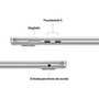 MacBook Air Apple 15" Chip M5, CPU de 10 Núcleos, GPU de 10 Núcleos, Neural Engine de 24 Núcleos, 1TB, Prateado - MDVC4BZ/A