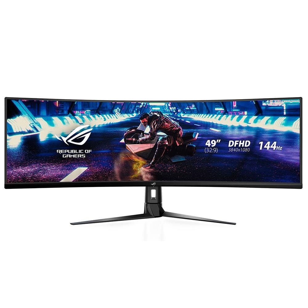 Monitor Gamer Curvo ASUS ROG Swift 49", DFHD, UltraWide, 144Hz, FreeSync Premium, HDR 10, Altura Ajustável, Som Integrado - XG49VQ