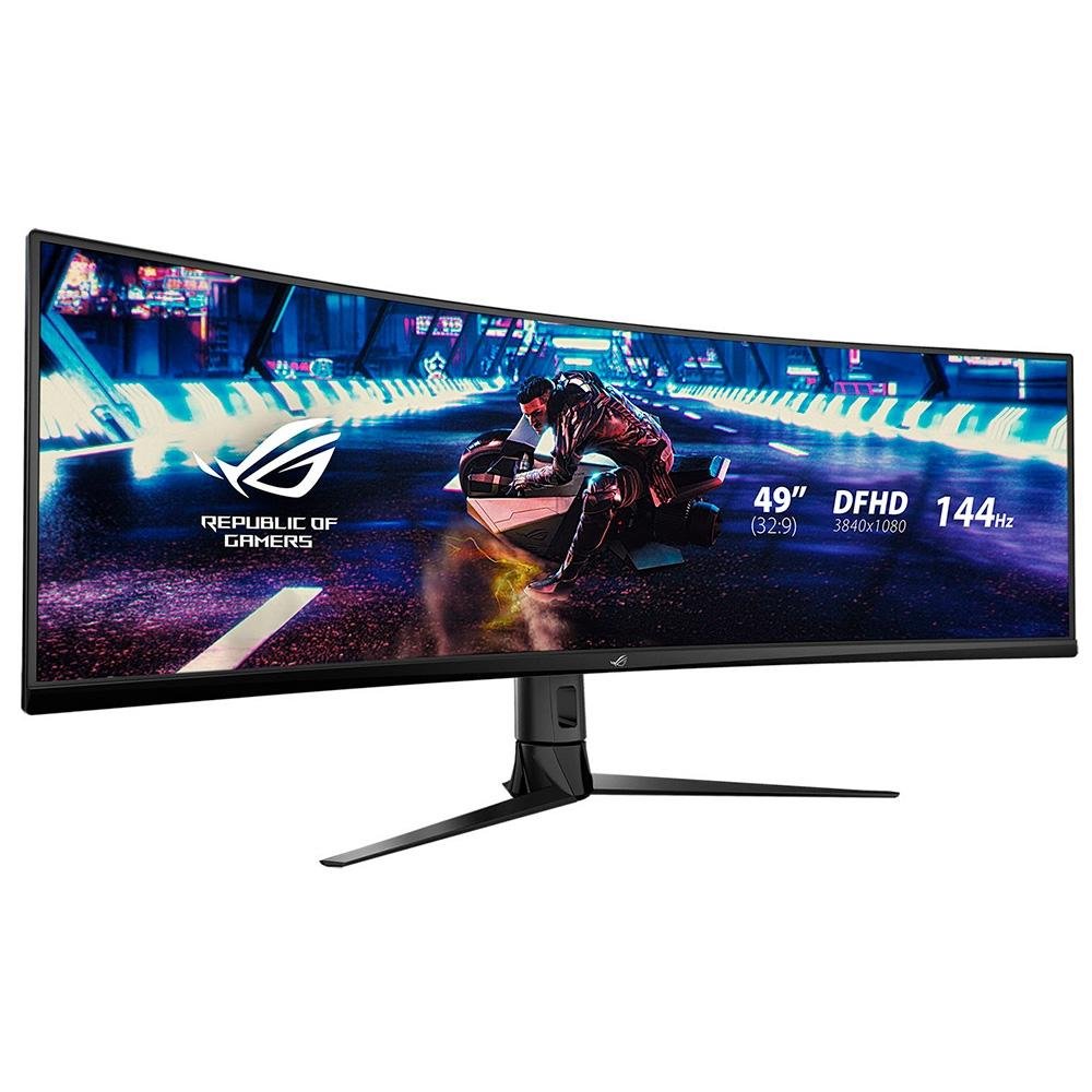 Monitor Gamer Curvo ASUS ROG Swift 49", DFHD, UltraWide, 144Hz, FreeSync Premium, HDR 10, Altura Ajustável, Som Integrado - XG49VQ