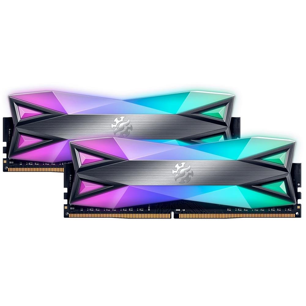 Memória RAM XPG Spectrix D60G RGB, 16GB (2x8GB), 3200MHz, DDR4, CL16, Cinza - AX4U320038G16-DT60 Memória RAM XPG Spectrix D60G RGB, 16GB (2x8GB), 3200MHz, DDR4, CL16, Cinza - AX4U320038G16-DT60