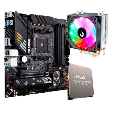 Placa-Mãe ASUS TUF Gaming B550M-Plus, mATX, DDR4 + Processador AMD Ryzen 7 5700X + Air Cooler Gamer Rise Mode Z5