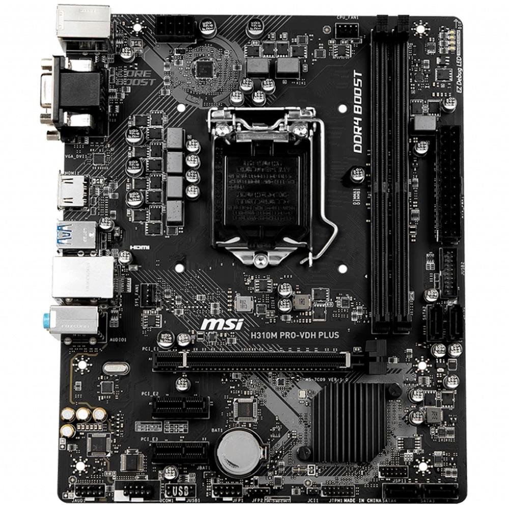 Placa-Mãe MSI H310M Pro-VDH Plus, Intel LGA 1151, m-ATX, DDR4, Preto - H310M PRO-VDH PLUS Placa-Mãe MSI H310M Pro-VDH Plus, Intel LGA 1151, m-ATX, DDR4, Preto - H310M PRO-VDH PLUS