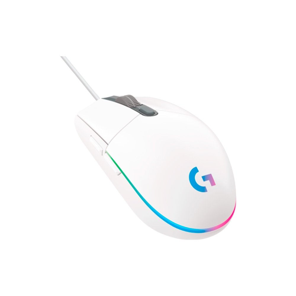 Mouse Gamer Logitech G203 LIGHTSYNC RGB, Efeito de Ondas de Cores, 6 Botões Programáveis e Até 8.000 DPI, Branco - 910-005794