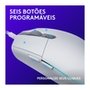 Mouse Gamer Logitech G203 LIGHTSYNC RGB, Efeito de Ondas de Cores, 6 Botões Programáveis e Até 8.000 DPI, Branco - 910-005794