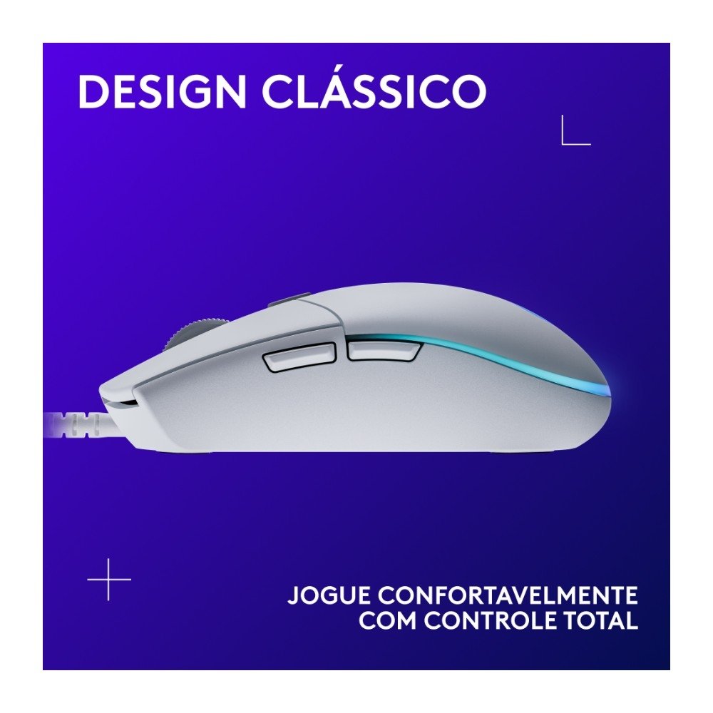 Mouse Gamer Logitech G203 LIGHTSYNC RGB, Efeito de Ondas de Cores, 6 Botões Programáveis e Até 8.000 DPI, Branco - 910-005794 Mouse Gamer Logitech G203 LIGHTSYNC RGB, Efeito de Ondas de Cores, 6 Botões Programáveis e Até 8.000 DPI, Branco - 910-005794