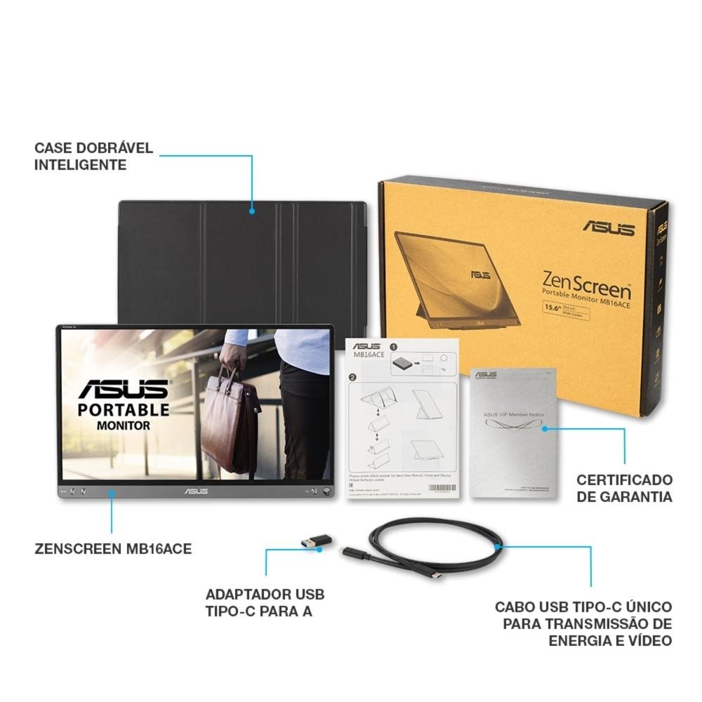 Monitor Portátil Asus ZenScreen 15.6 Full HD, IPS, USB Type-C