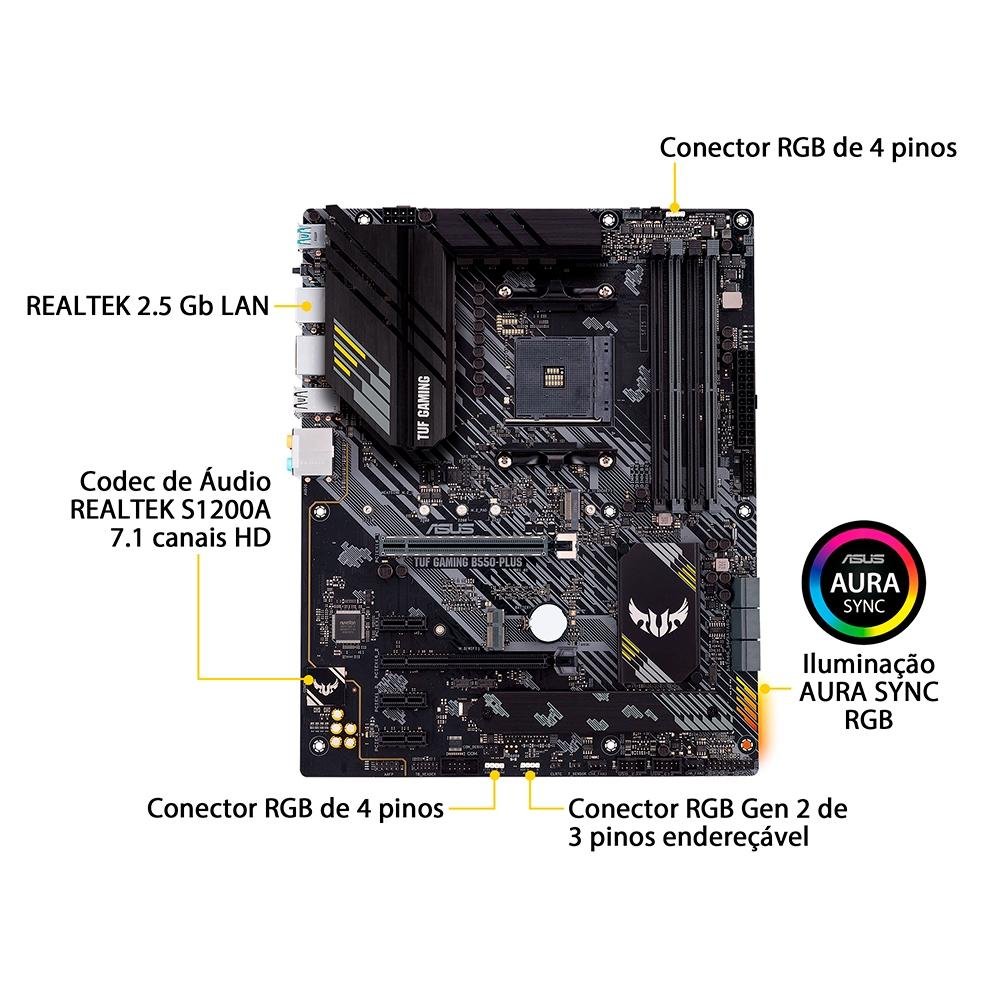 Placa Mãe Asus TUF Gaming B550-Plus, AMD AM4, ATX, DDR4 | KaBuM!