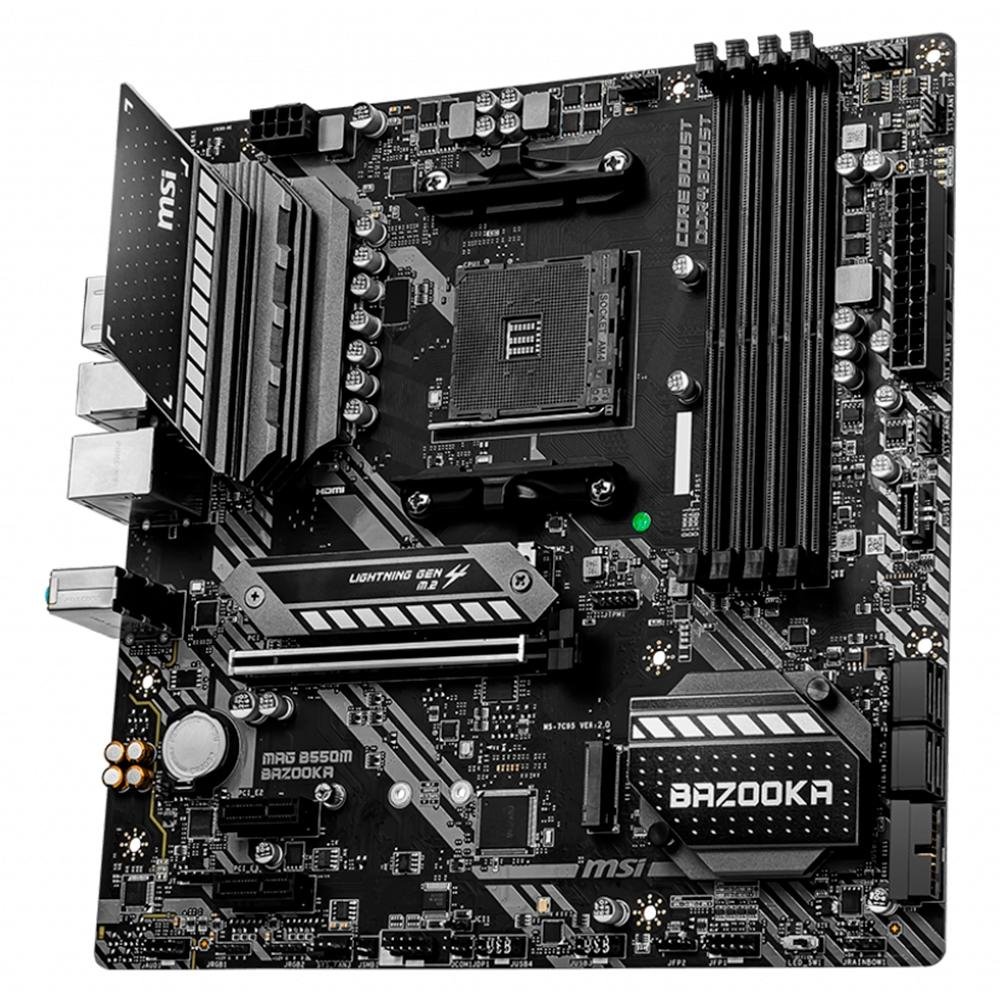 Placa-Mãe MSI MAG B550M Bazooka, AMD AM4, mATX, DDR4, Preto - MAG B550M BAZOOKA Placa-Mãe MSI MAG B550M Bazooka, AMD AM4, mATX, DDR4, Preto - MAG B550M BAZOOKA