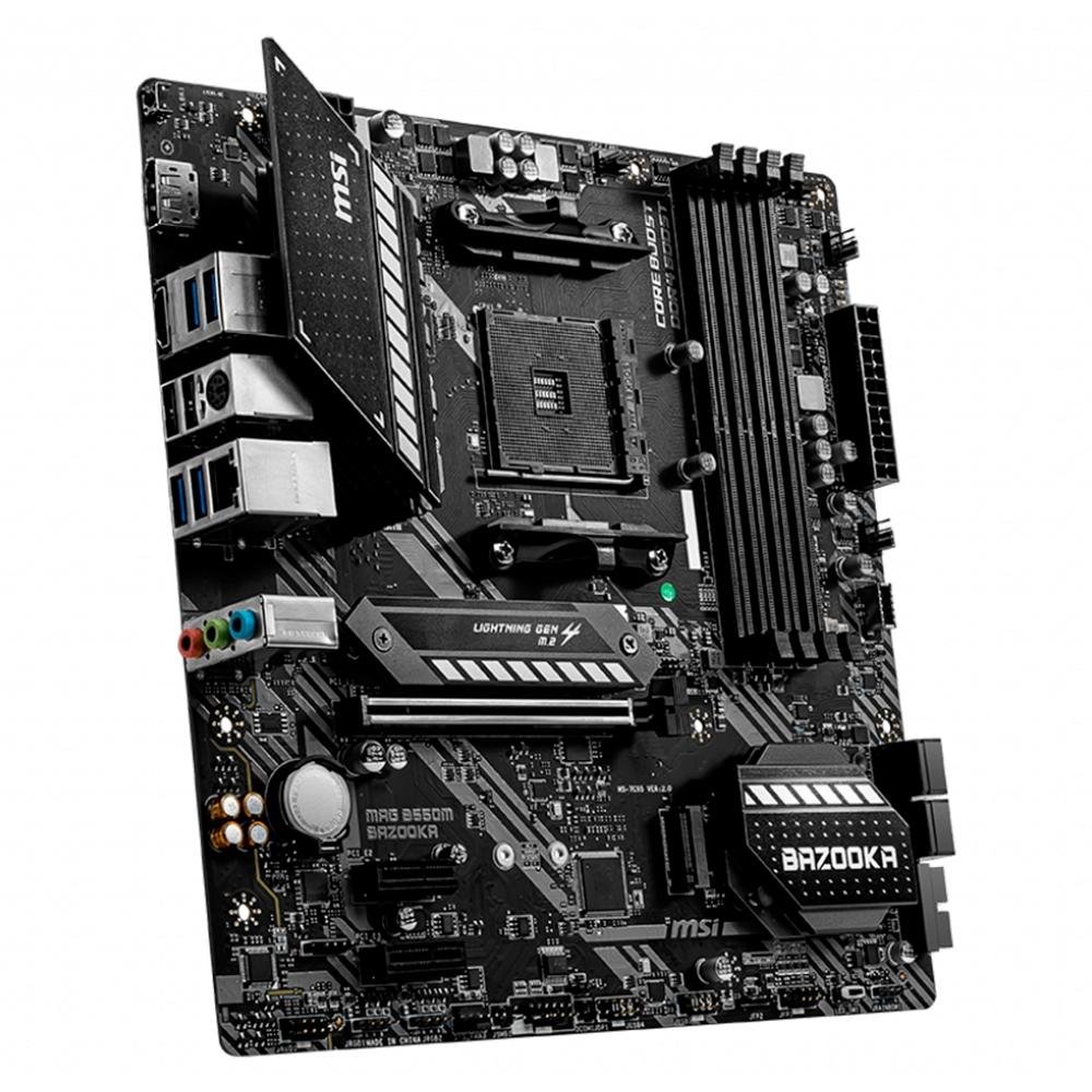 Placa-Mãe MSI MAG B550M Bazooka, AMD AM4, mATX, DDR4, Preto - MAG B550M BAZOOKA Placa-Mãe MSI MAG B550M Bazooka, AMD AM4, mATX, DDR4, Preto - MAG B550M BAZOOKA