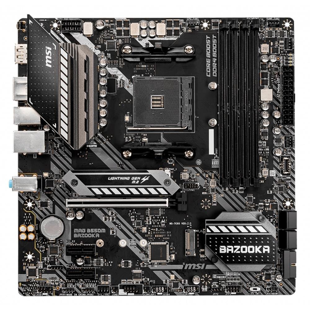 Placa-Mãe MSI MAG B550M Bazooka, AMD AM4, mATX, DDR4, Preto - MAG B550M BAZOOKA Placa-Mãe MSI MAG B550M Bazooka, AMD AM4, mATX, DDR4, Preto - MAG B550M BAZOOKA