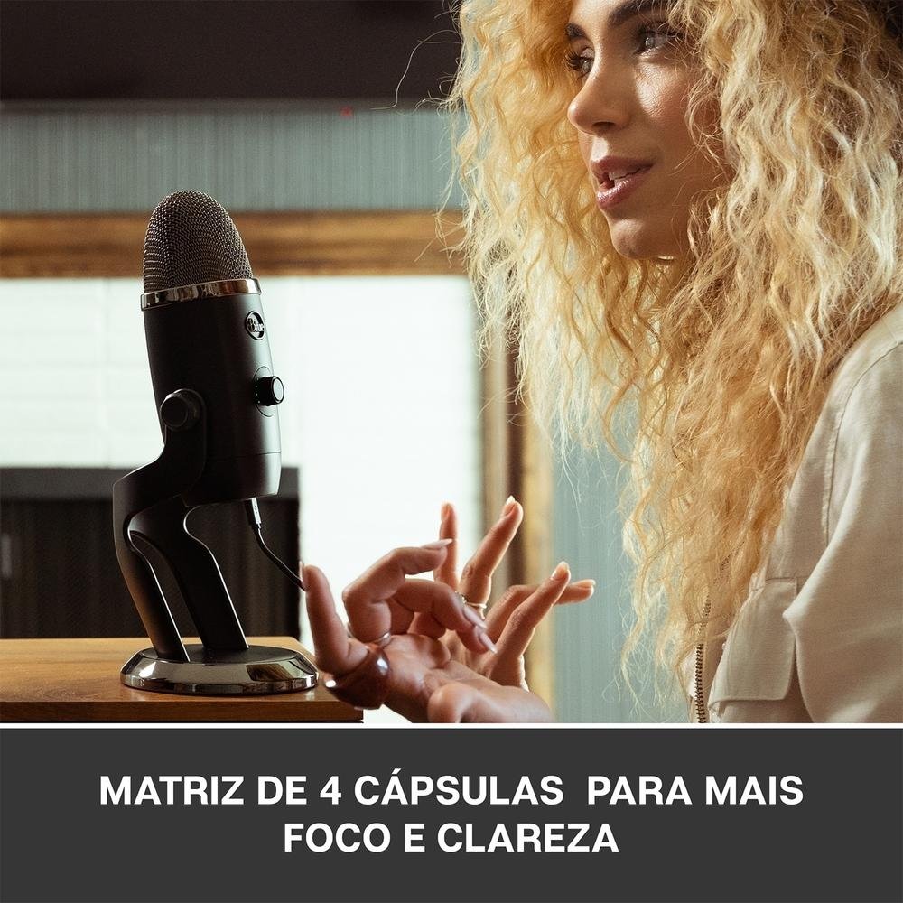 Microfone Condensador Blue Yeti X Podcast, USB, Preto - 988-000105 Microfone Condensador Blue Yeti X Podcast, USB, Preto - 988-000105
