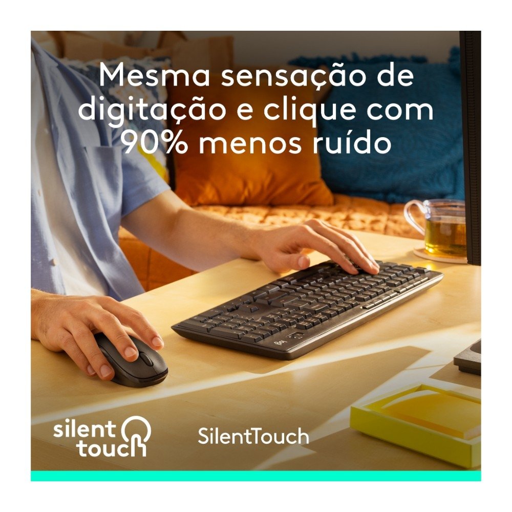 Teclado e Mouse sem fio Logitech MK295 com Digitação e Clique Silencioso, Conexão USB, Pilhas Inclusas e Layout ABNT2 - 920-009793