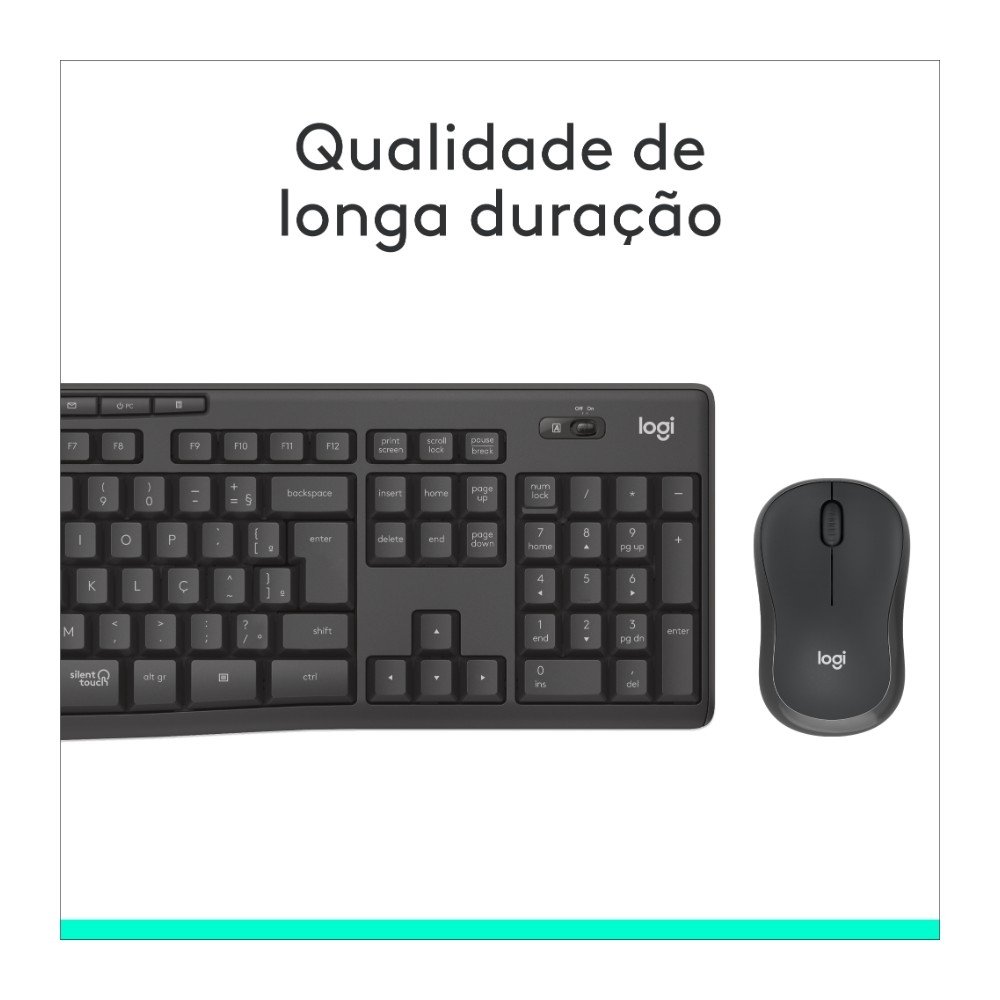 Teclado e Mouse sem fio Logitech MK295 com Digitação e Clique Silencioso, Conexão USB, Pilhas Inclusas e Layout ABNT2 - 920-009793