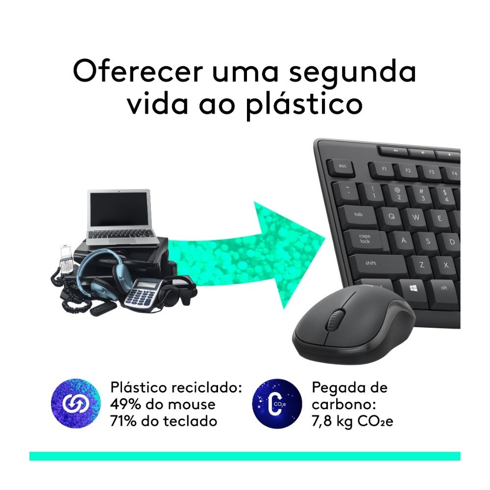 Teclado e Mouse sem fio Logitech MK295 com Digitação e Clique Silencioso, Conexão USB, Pilhas Inclusas e Layout ABNT2 - 920-009793