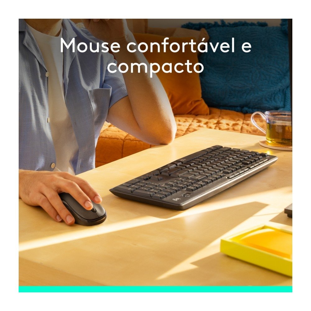 Teclado e Mouse sem fio Logitech MK295 com Digitação e Clique Silencioso, Conexão USB, Pilhas Inclusas e Layout ABNT2 - 920-009793