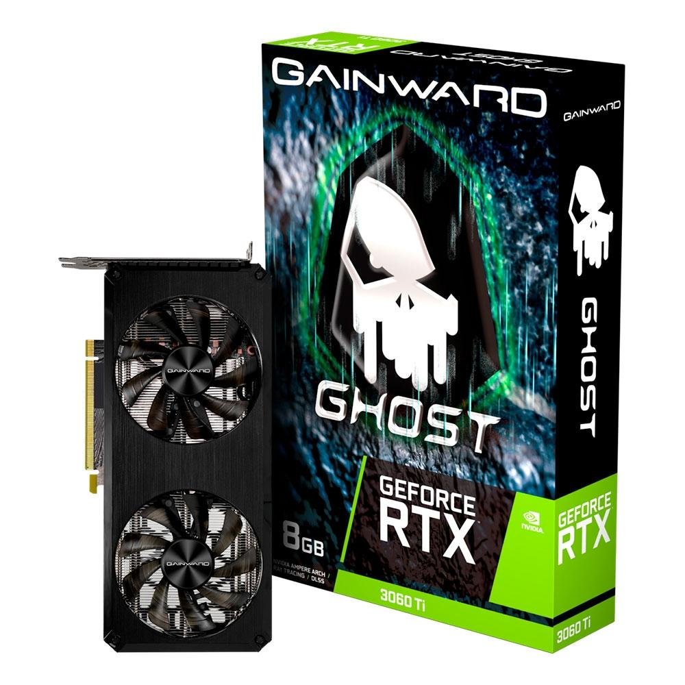 グラフィックボード・グラボ・ビデオカード Gainward GeForce RTX 3060 Ti Ghost Placa de Vídeo RTX 3060 Ti Ghost Gainward, 8GB GDDR6, 256 Bits
