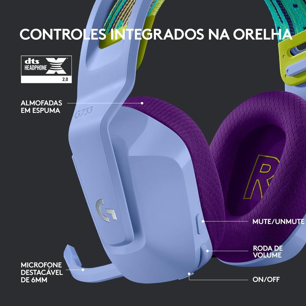 Headset Gamer Sem Fio Logitech G733 7.1 | KaBuM!