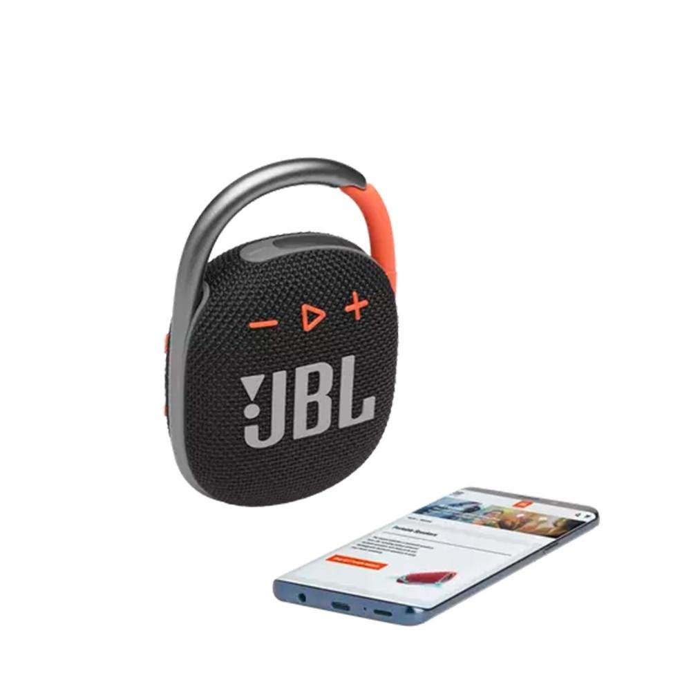 Caixa de Som Sem Fio JBL CLIP4 Black, Bluetooth, Preto e Laranja - JBLCLIP4BLKO