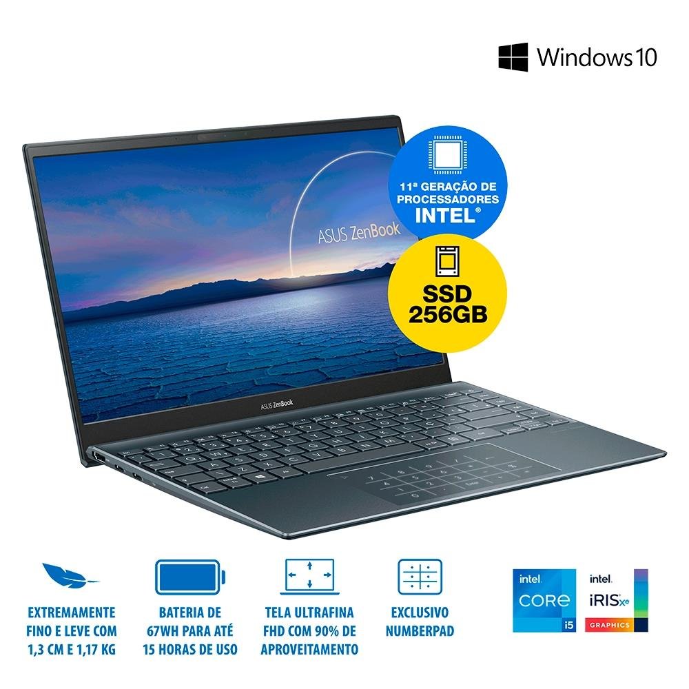 Notebook Asus ZenBook 14, SSD 256GB, i5 | KaBuM!