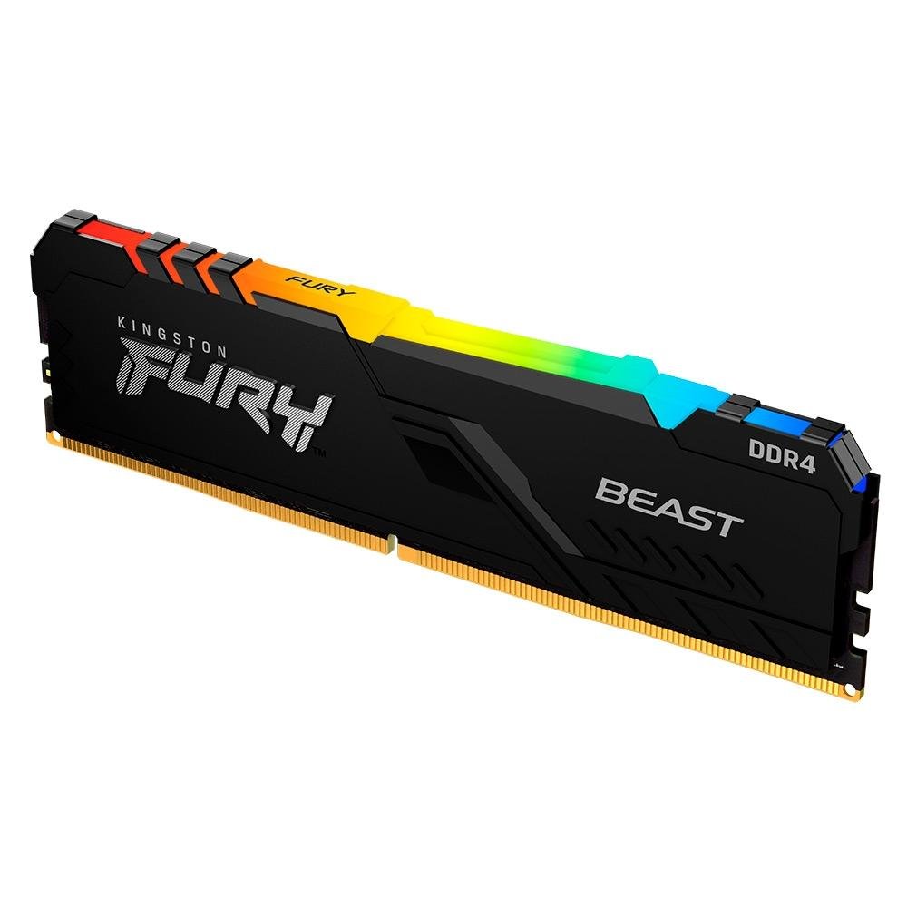 Memória RAM Kingston Fury Beast, RGB, 16GB, 3200MHz, DDR4, CL16, Preto - KF432C16BBA/16 Memória RAM Kingston Fury Beast, RGB, 16GB, 3200MHz, DDR4, CL16, Preto - KF432C16BBA/16