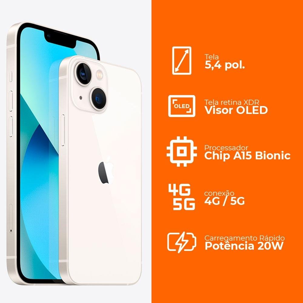 iPhone 13 mini 256GB Estelar, 5G, Chip A15| KaBuM!
