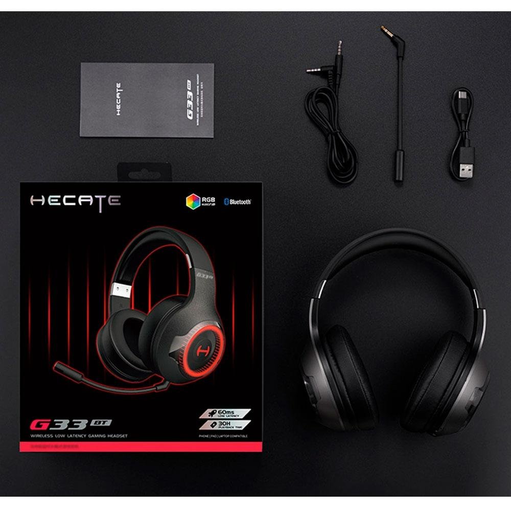 Headset Gamer Edifier Hecate G33BT, RGB, Bluetooth 5.0, USB-C, P3, Drivers 40mm, Preto - G33BT-BK Headset Gamer Edifier Hecate G33BT, RGB, Bluetooth 5.0, USB-C, P3, Drivers 40mm, Preto - G33BT-BK